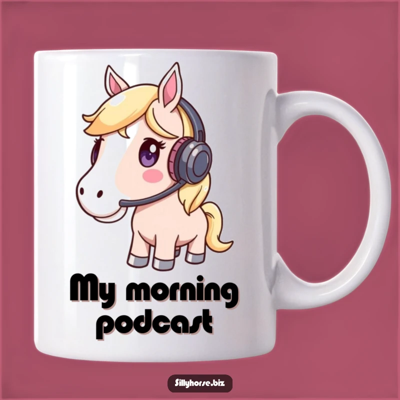 Focused Horse Headset Funny Mug - Attentive Steed, Music Lover, Hilarious Gift for Listeners