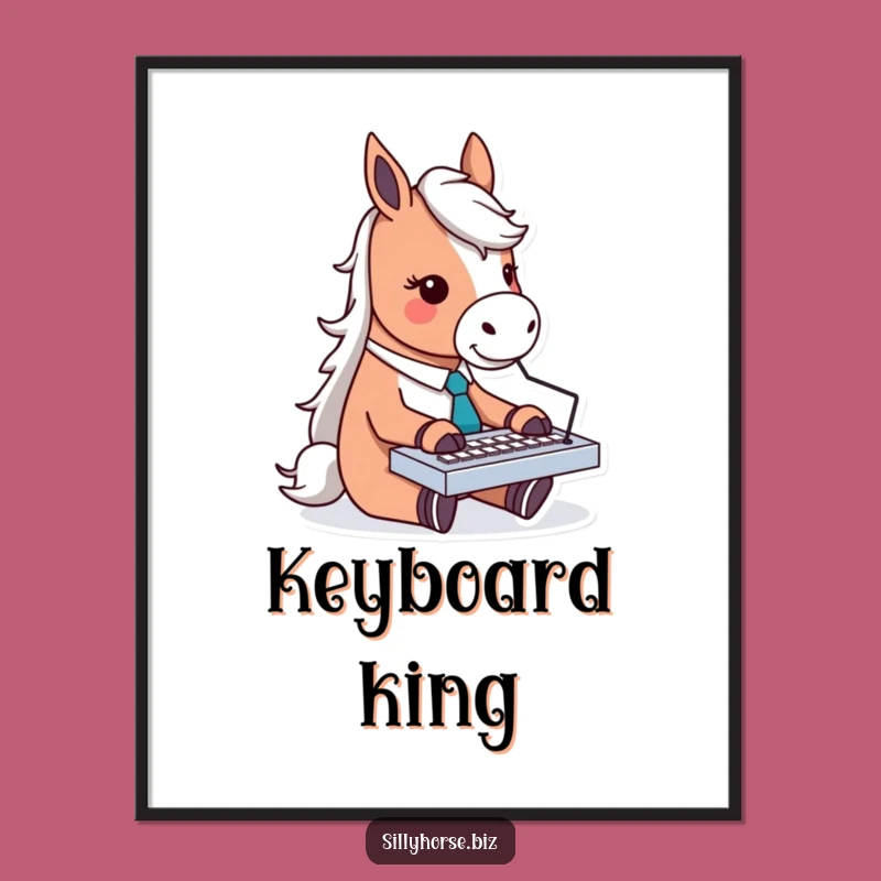 Funny Horse Typing Digital Art: Hilarious Office Horse Wall Art for Your Space
