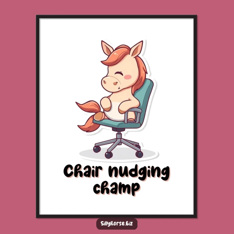 Office Antics Horse Funny Digital Print - Rolling Chair Chaos, Instant Wall Art