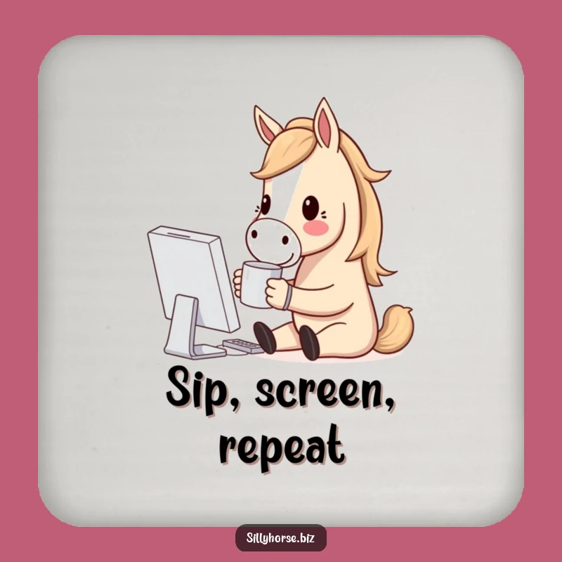 Funny Horse Coder Coaster: Hilarious Desk Protector for Your Coffee Mug
