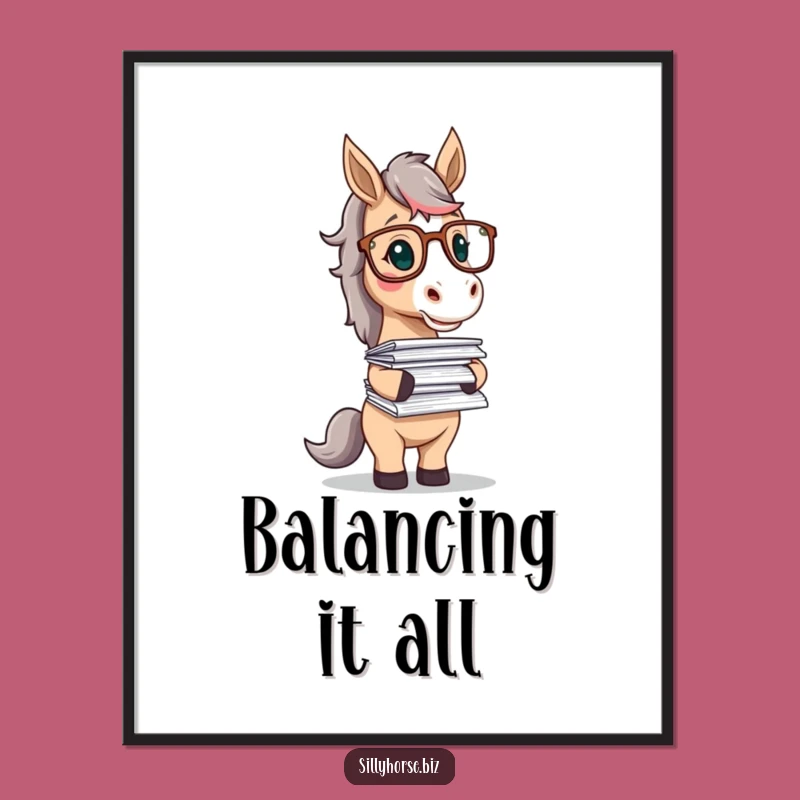 Funny Horse Scholar Poster: Hilarious Academic Horse Art Print for Decor