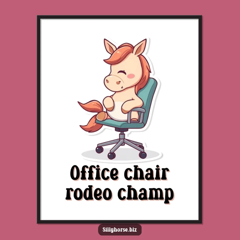 Funny Free Printable Wall Art: Horse Nudging Office Chair, Quirky Office Decor, Downloadable Art