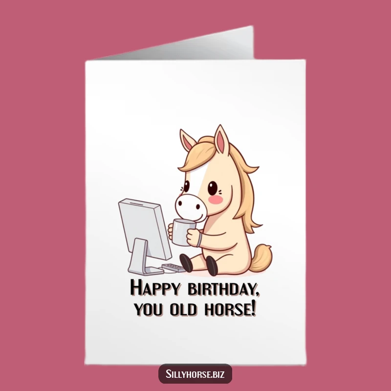 Funny Free Printable Birthday Card: Coffee Horse Digital Download Gift