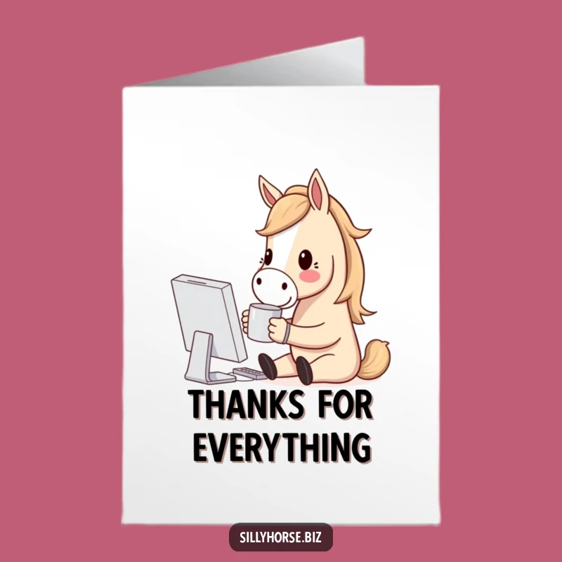 Free Printable Thank You Card: Coffee Break Horse Digital Download