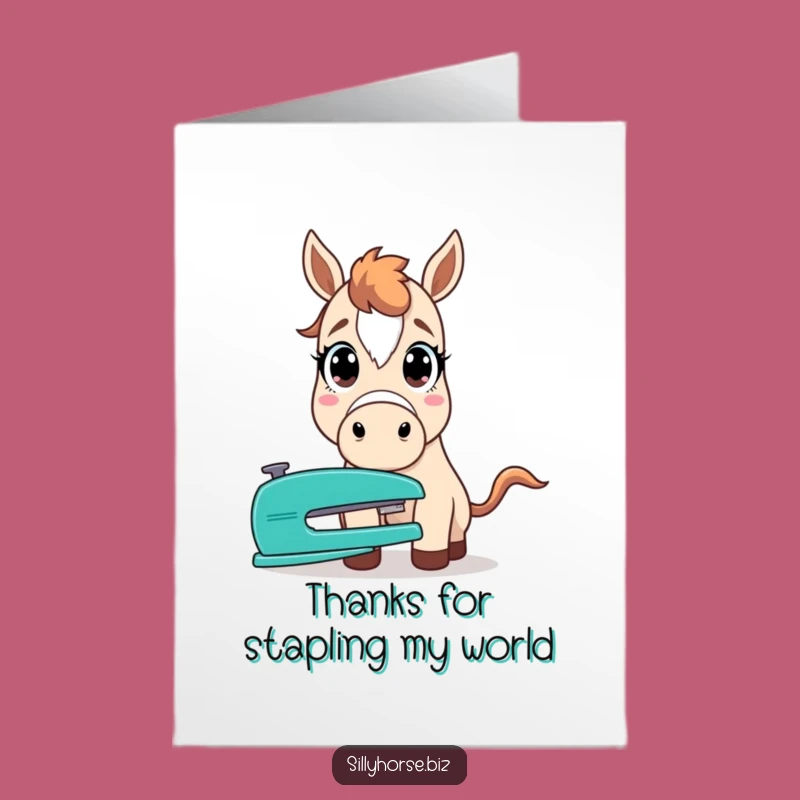Free Printable Thank You Card: Surprised Horse & Stapler - Funny Gratitude Download!